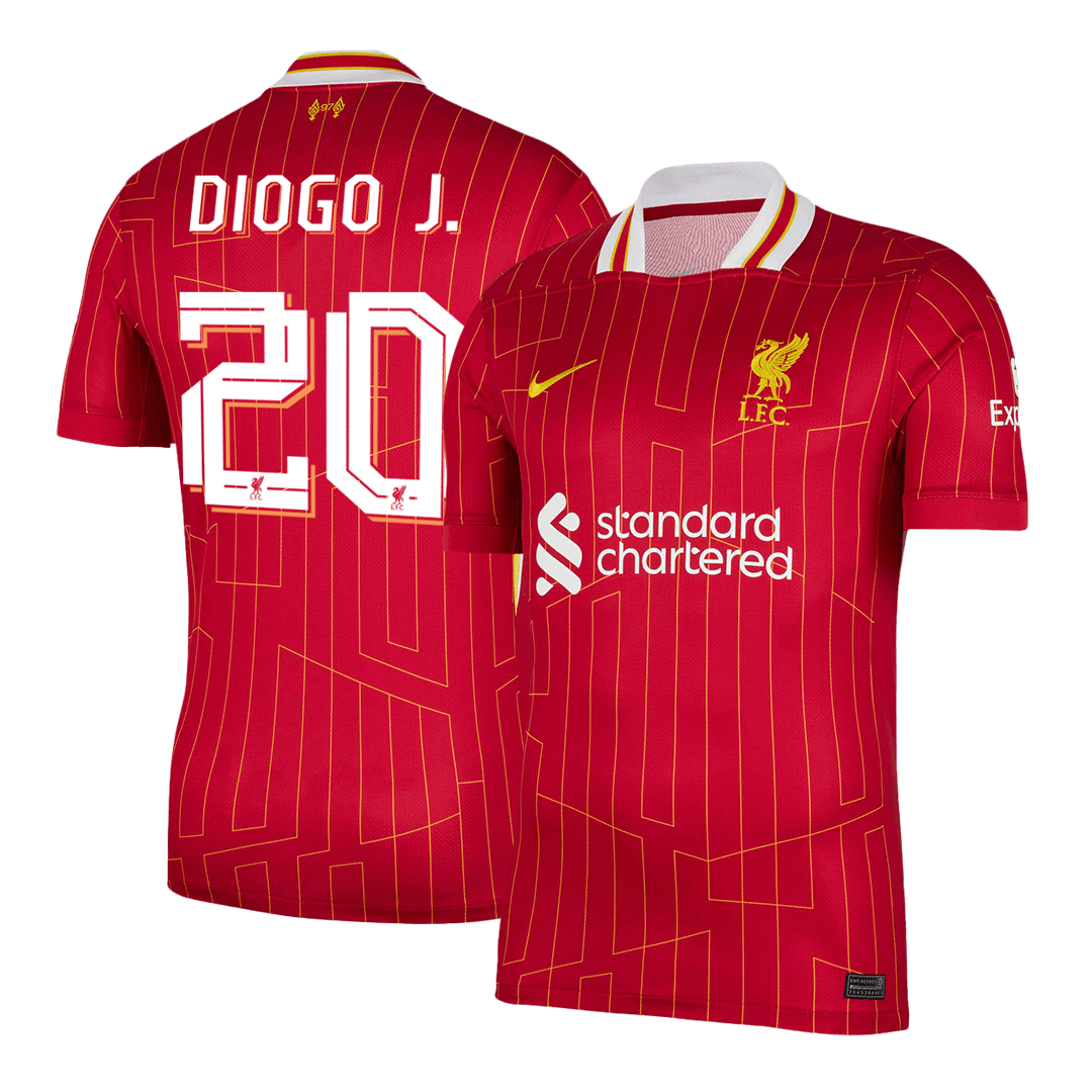 DIOGO J. #20 Liverpool Home Soccer Jersey 2024/25 /UCL