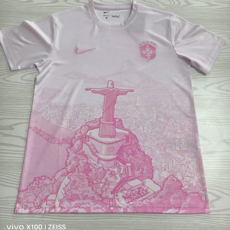2025 Brazil Pink Jesus Edition Soccer Fan Jersey