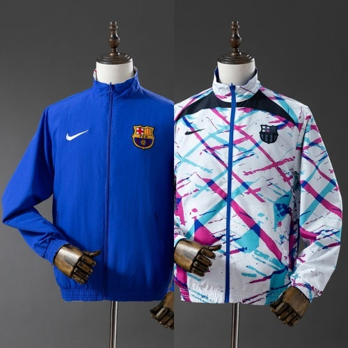 25/26 Barcelona Trench Coat Reversible Blue and White Windbreaker