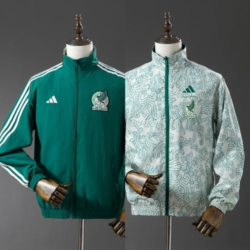 2025 Mexico Trench Coat Reversible Green Windbreaker