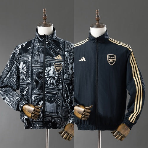 25/26 Arsenal Trench Coat Reversible Black Windbreaker