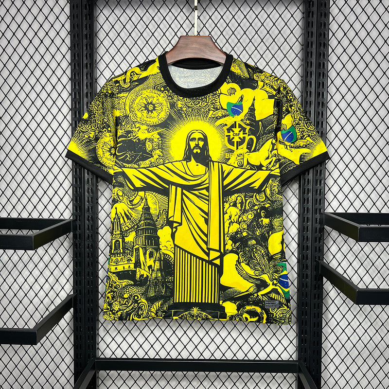 2024 Brazil Yellow Jesus Special Version Fan Jersey