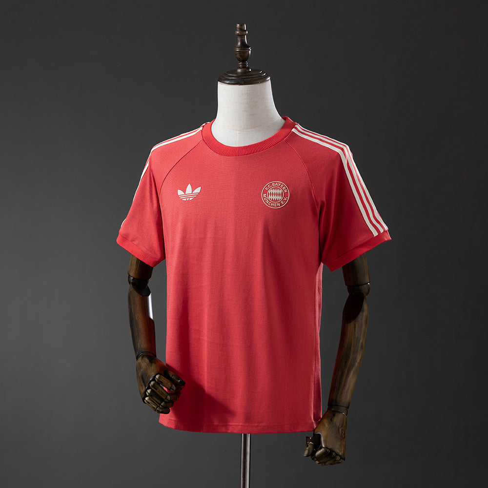 25/26 Bayern Munich Adicolor Classics 3/Stripes Red Soccer Fan Jersey