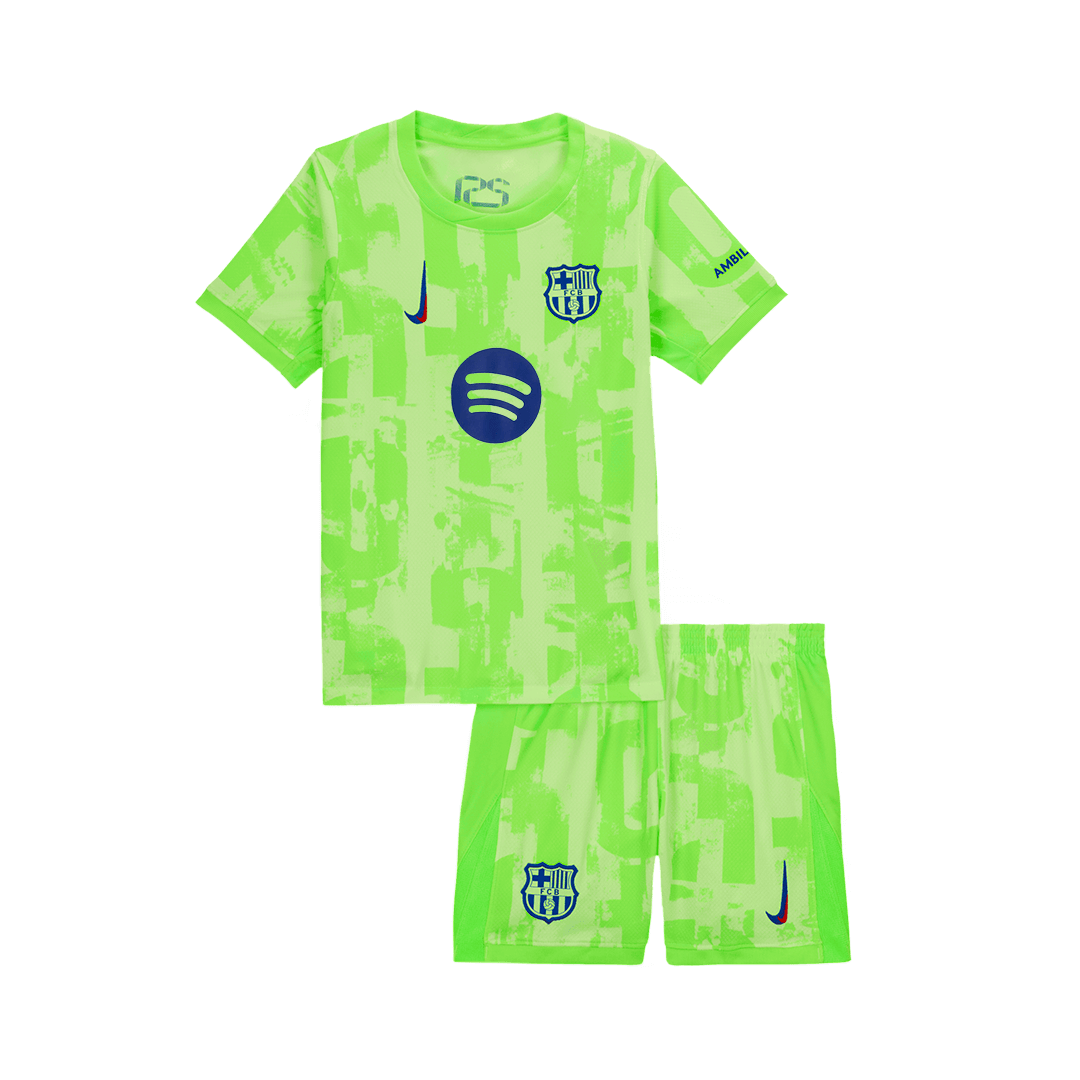 Barcelona Third Away Kids Soccer Jerseys Kit 2024/25 UCL (Spotify Logo Without Text)