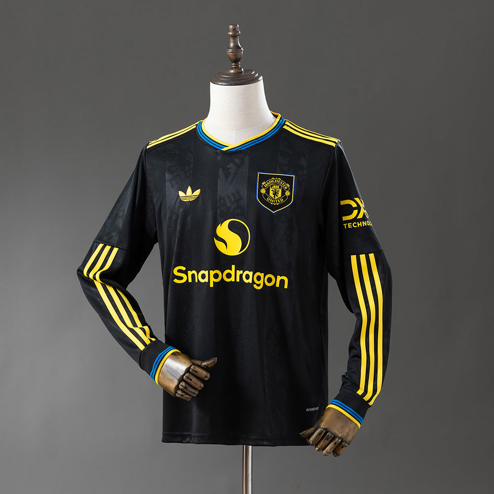25/26 Manchester United Third Away Long Sleeve black soccer Fan Jersey