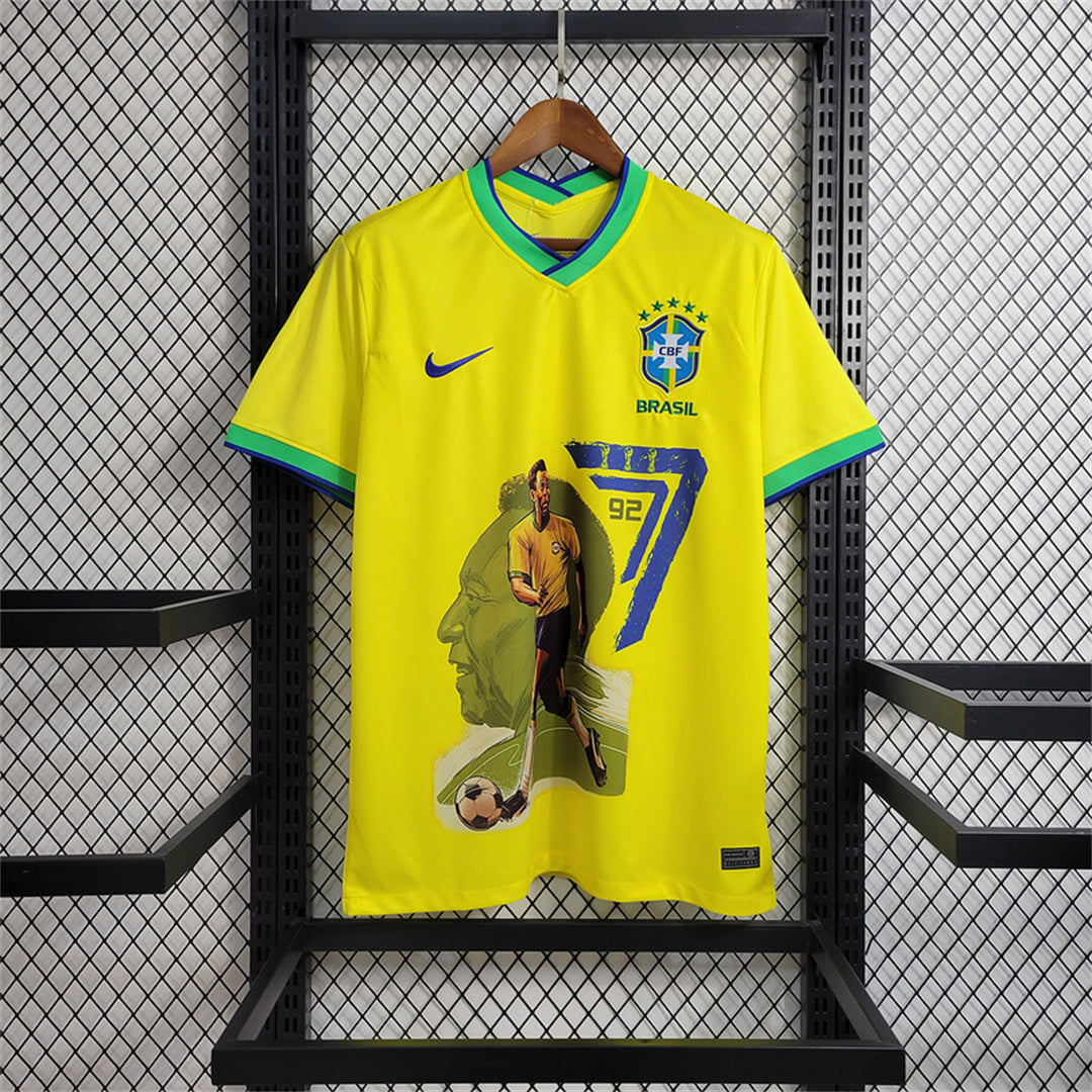 2023 Brazil PELE Commemorative Yellow Type A Soccer Fan Jersey