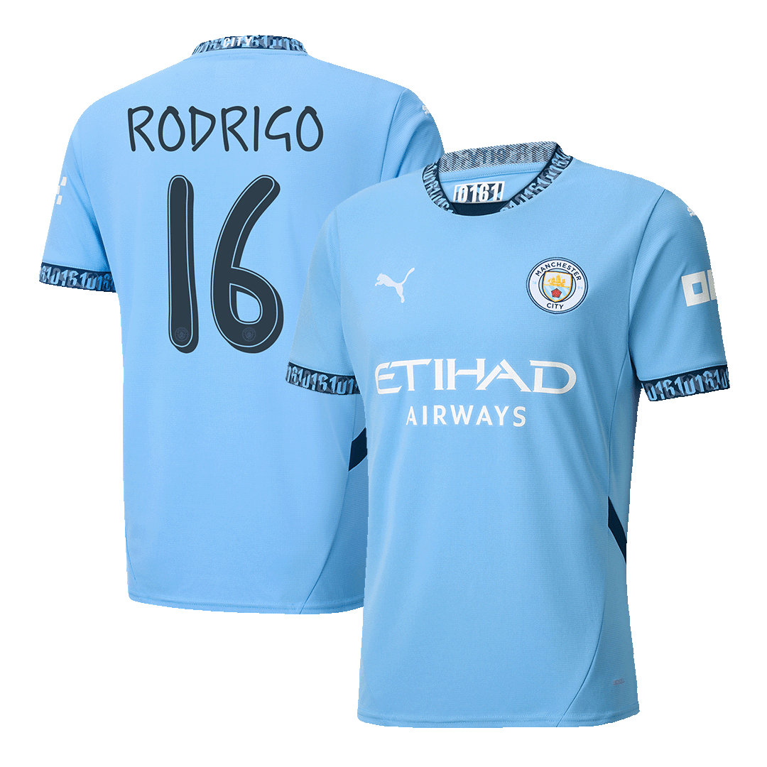 RODRIGO #16 Manchester City Home Soccer Jersey 2024/25 UCL