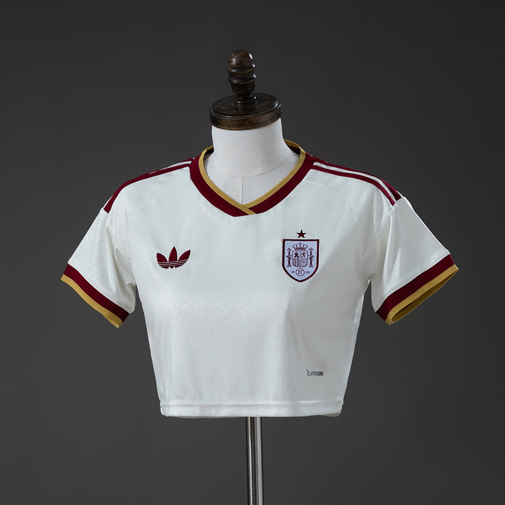 Spain 2026 Home Women-s Crop Top Style Fan Jersey