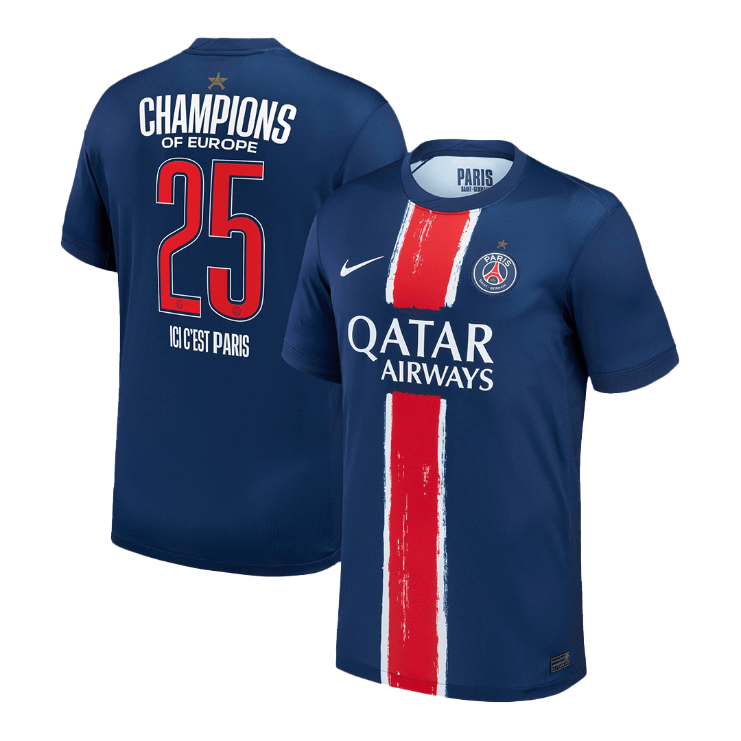 CHAMPIONS #25 PSG Home Soccer Jersey 2024/25 CHAMPIONS OF EUROPE