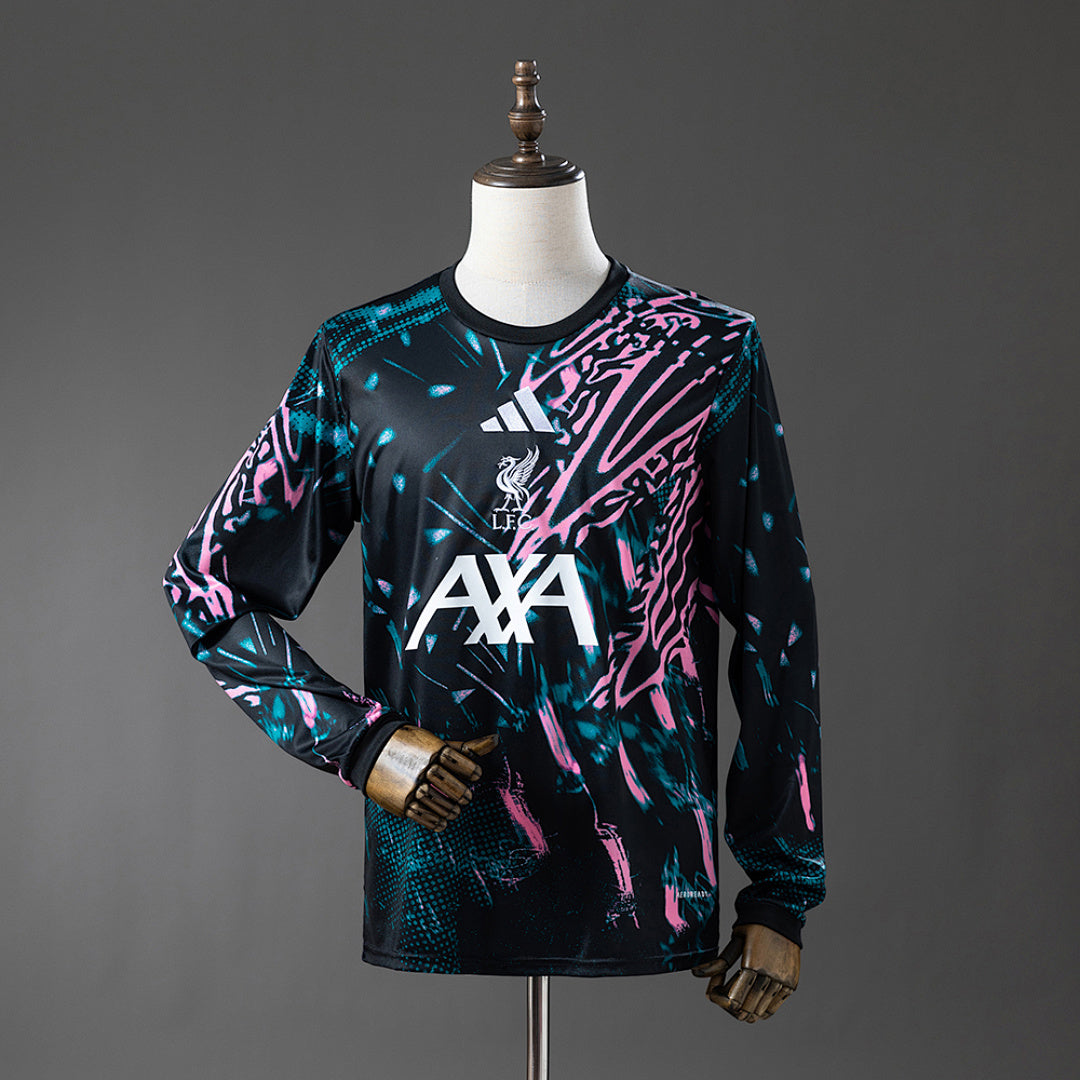 Liverpool 2025/26 Long Sleeve Pre-Match Soccer Jersey Black