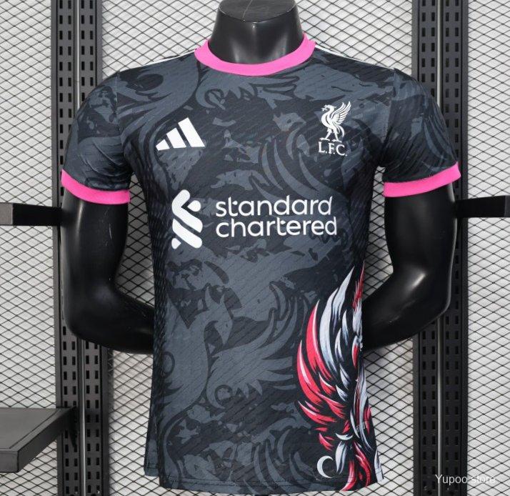 25/26 Liverpool Black with Pink Accents Design Stadium Jersey