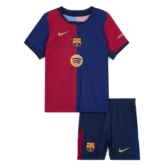 Barcelona Home Kids Soccer Jerseys Kit 2024/25 Spotify Logo Without Text