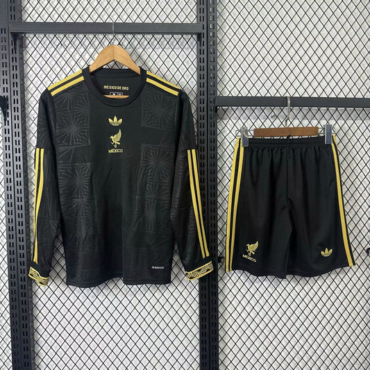 2025 Mexico black and gold special long sleeve Kids Fan Jersey