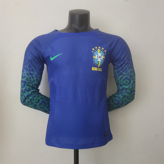 2022 World Cup Brazil Away Long Sleeves Stadium Jersey