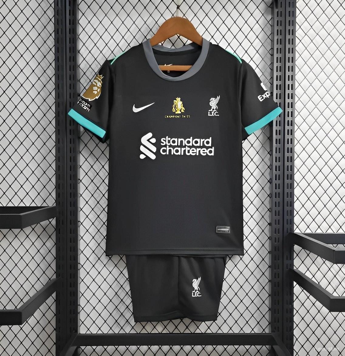 24/25 Liverpool With Champion Printing Away Black Kids Fan Jersey