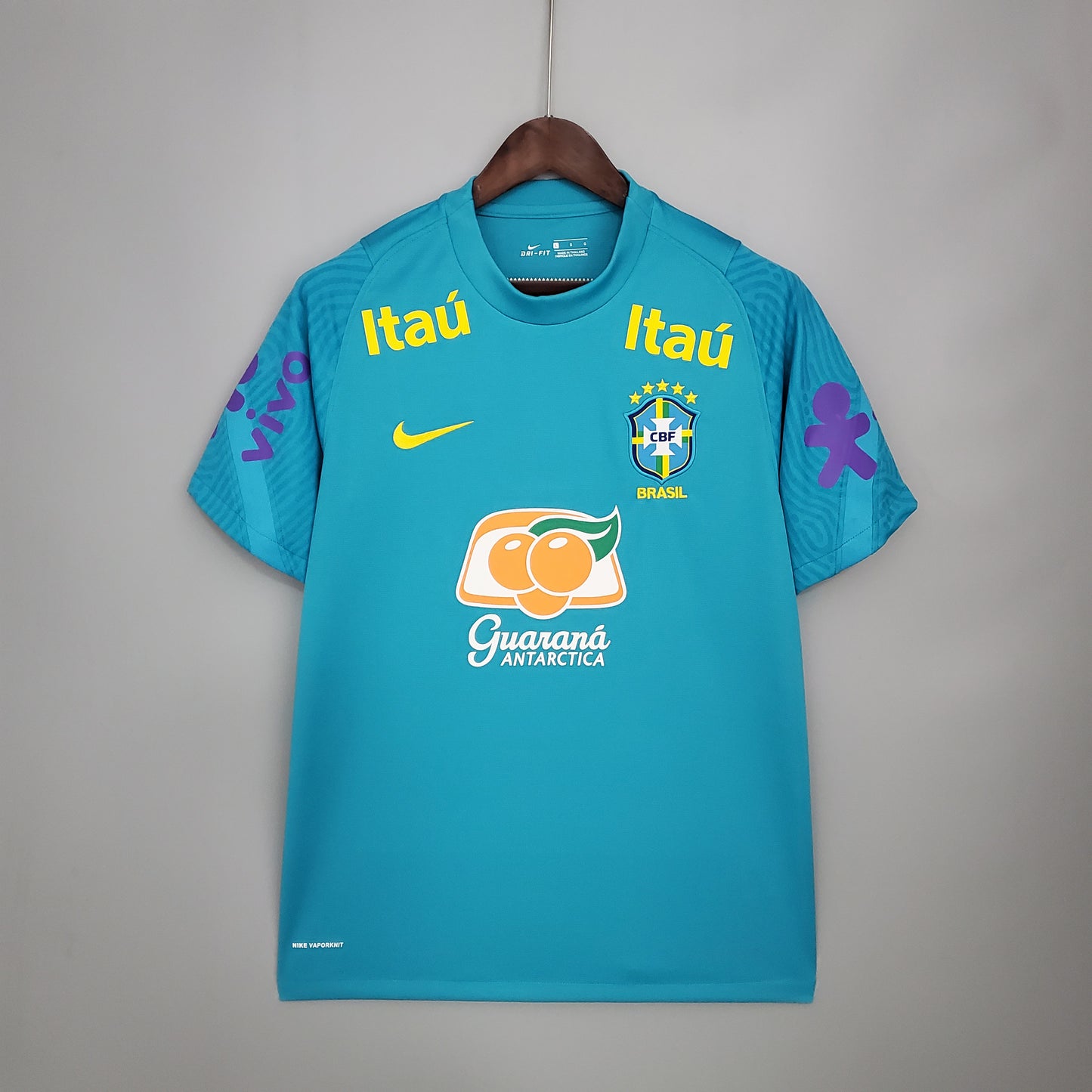 2021 Retro Brazil Training Blue Soccer Fan Jersey