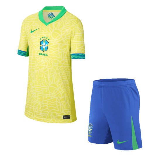 Brazil Home Kids Soccer Jerseys Kit Copa America 2024