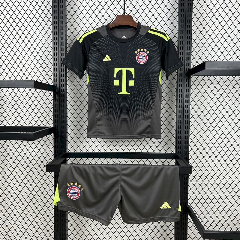 25/26 Bayern Munich Black Goalkeeper Kids Fan Jersey