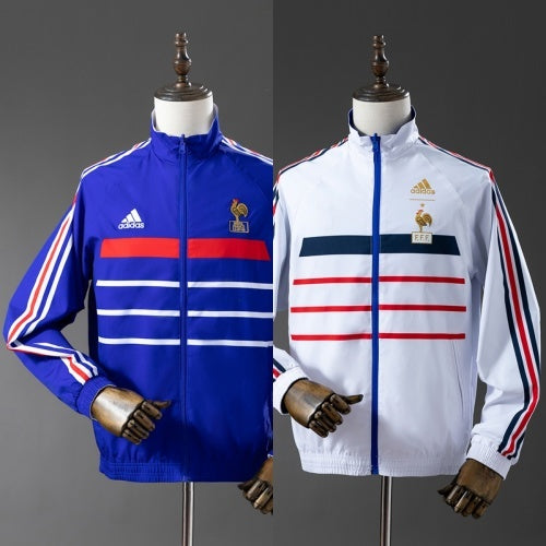 2025 France Trench Coat Reversible Blue and White Windbreaker