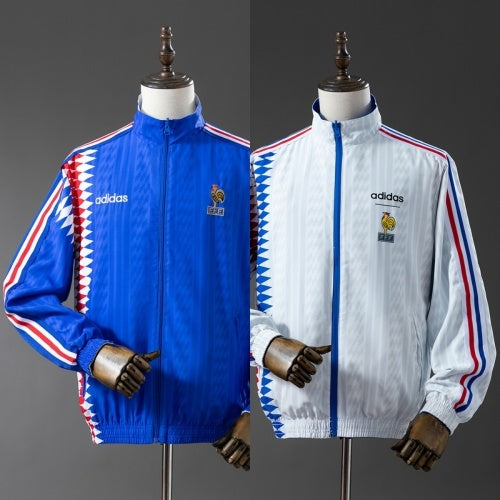 2025 France Trench Coat Reversible White and Blue Windbreaker