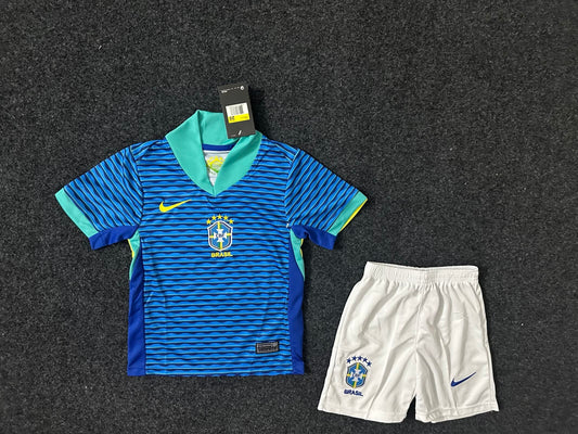 2024 Brazil Away Blue Kids Fan Jersey