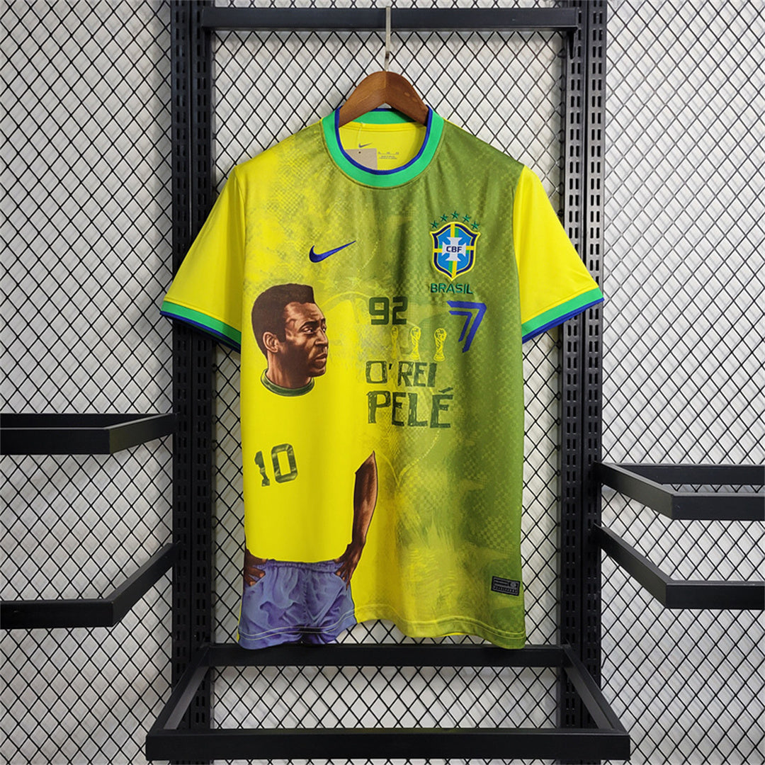 2023 Brazil PELE Commemorative Yellow Type B Soccer Fan Jersey