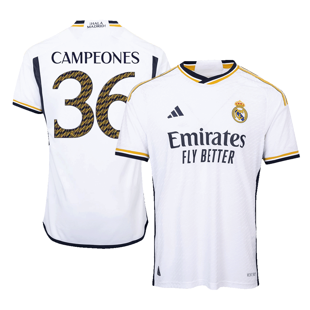 CAMPEONES #36 Real Madrid Home Premium Soccer Jersey 2023/24
