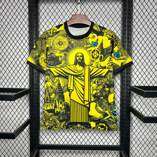 2024 Brazil Yellow Jesus Special Version Fan Jersey
