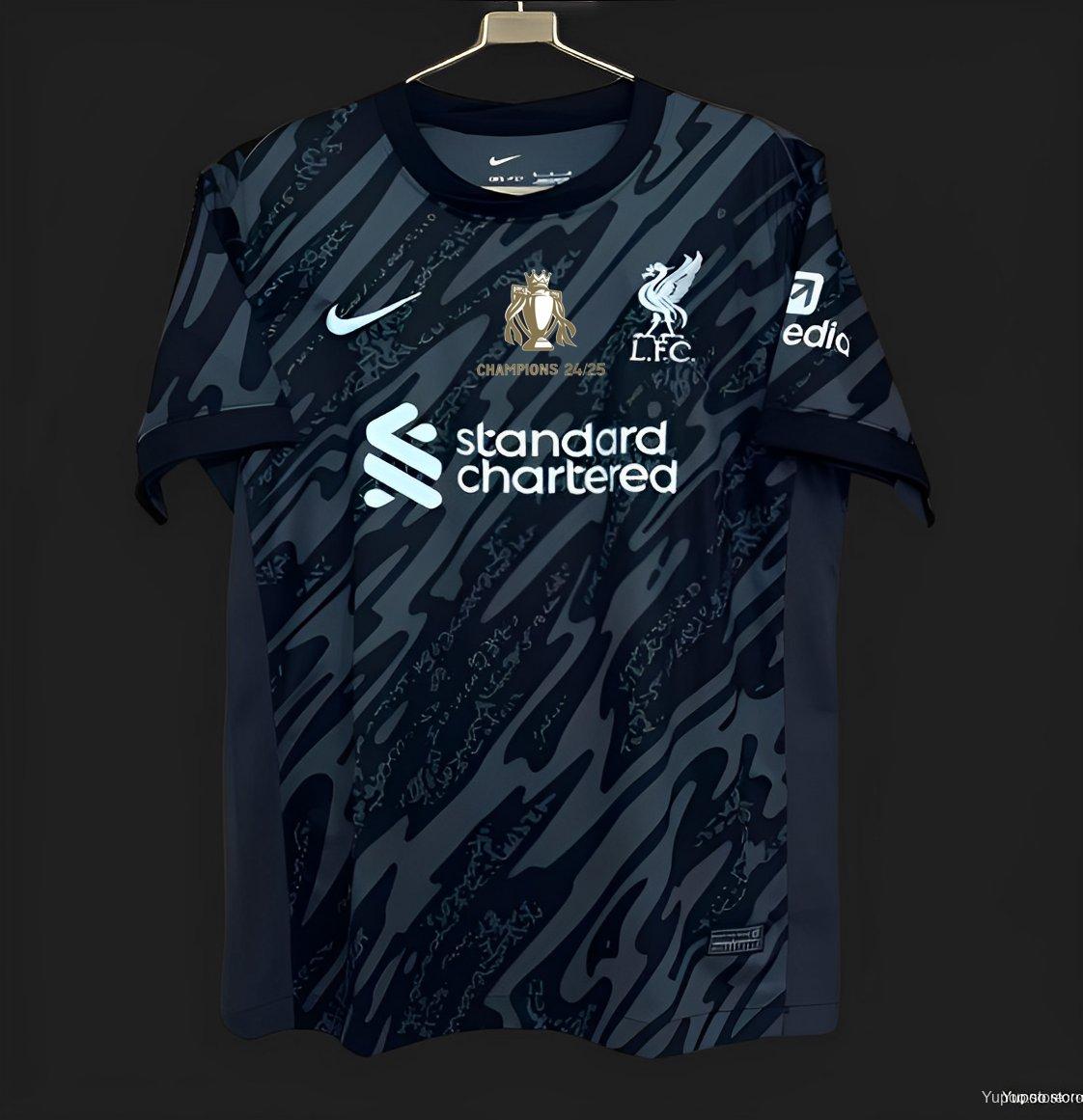 24/25 Liverpool With Champion Printing Black Goalkeeper Fan Jersey
