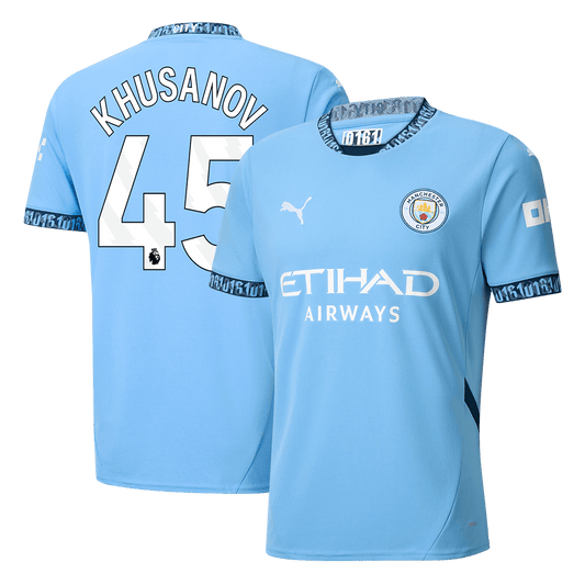 KHUSANOV #45 Manchester City Home Soccer Jersey 2024/25