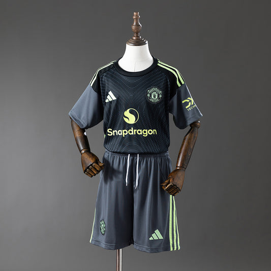 25/26 Manchester United Black and Grey Kids Fan Jersey