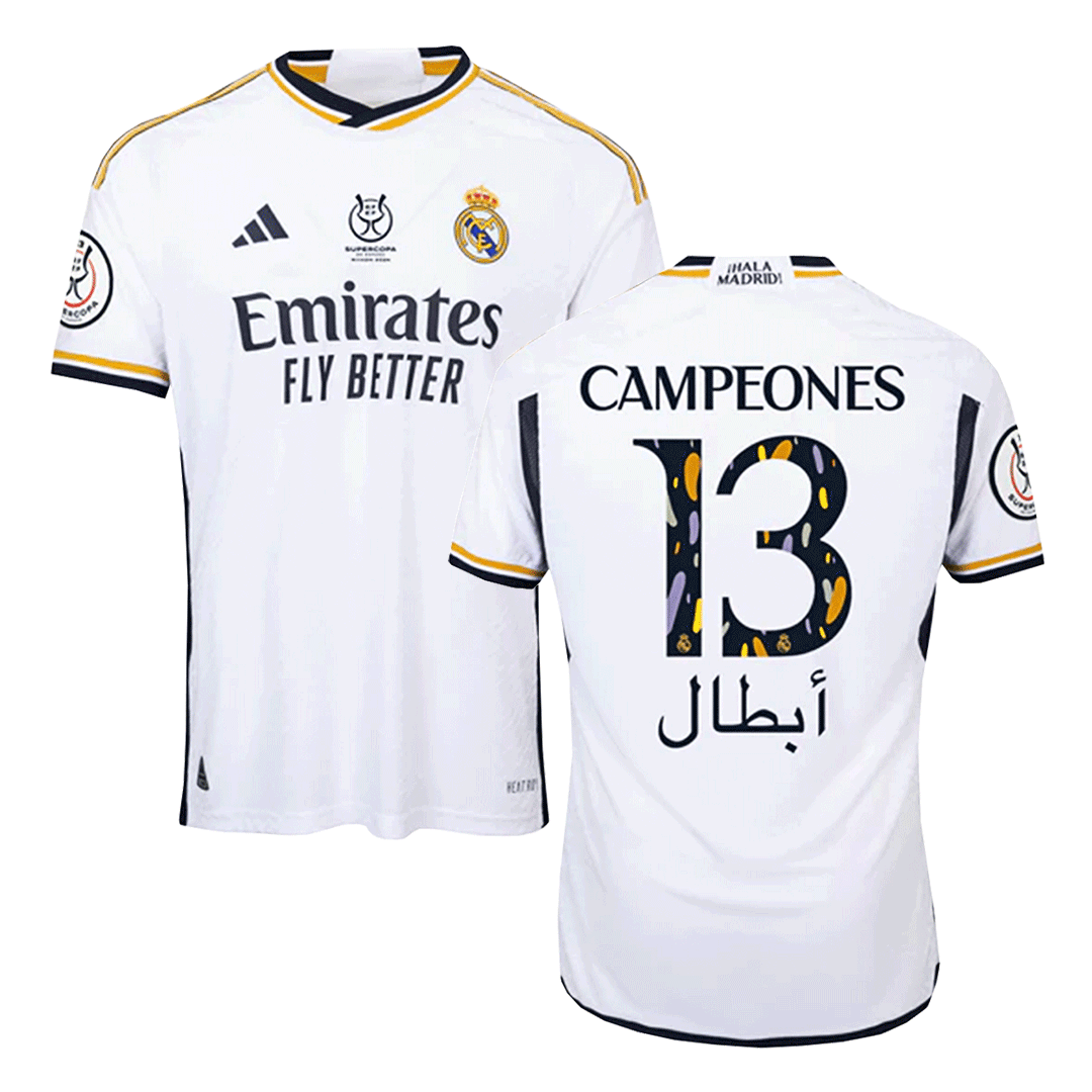CAMPEONES #13 Real Madrid Campeones Supercopa Home Premium Soccer Jersey 2023/24