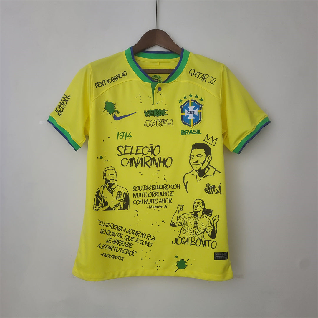 2022 World Cup Brazil home Court Graffiti Board Soccer Fan Jersey