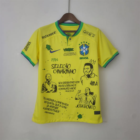 2022 World Cup Brazil home Court Graffiti Board Soccer Fan Jersey