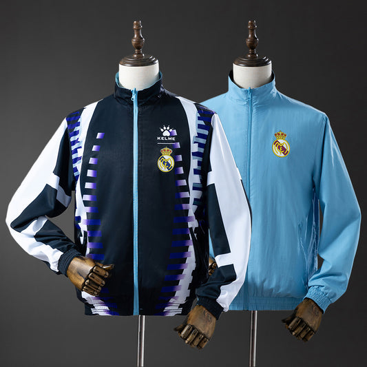 25/26 Real Madrid Navy and Sky Blue Reversible Jacket Windbreaker