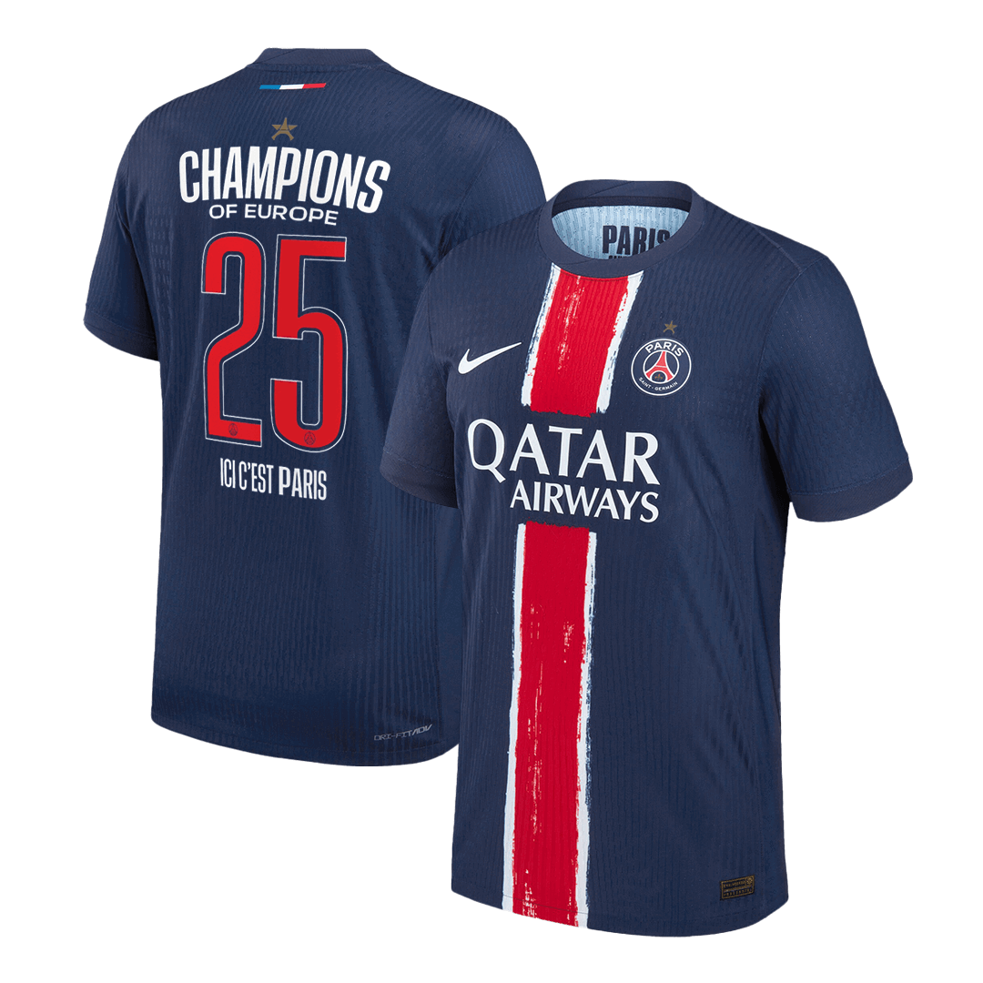 CHAMPIONS #25 PSG Home Premium Soccer Jersey 2024/25 CHAMPIONS OF EUROPE