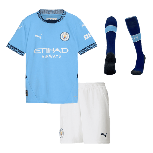Manchester City Home Kids Soccer Jerseys Full Kit 2024/25