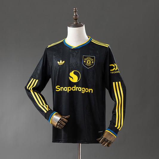 25/26 Manchester United Third Away Long Sleeve black soccer Fan Jersey