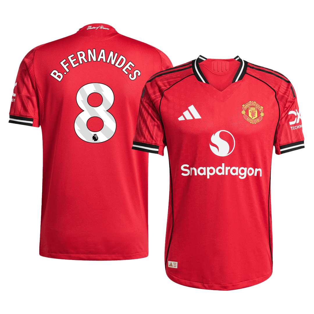 B.FERNANDES #8 Manchester United Home Premium Soccer Jersey 2025/26
