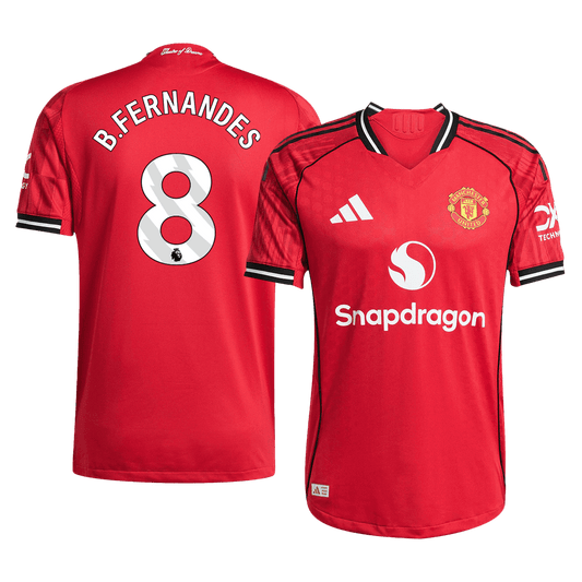 B.FERNANDES #8 Manchester United Home Premium Soccer Jersey 2025/26