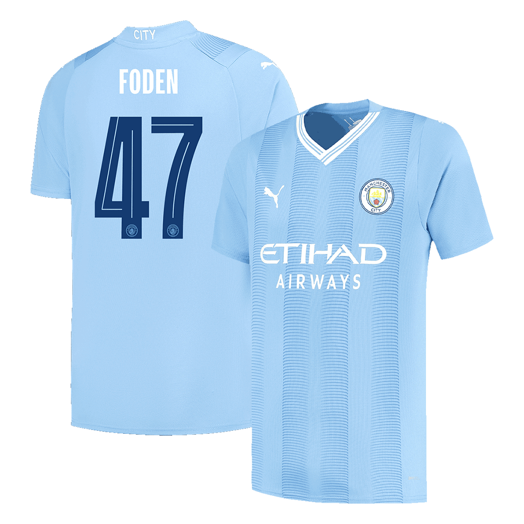 FODEN #47 Manchester City Home Soccer Jersey 2023/24 UCL