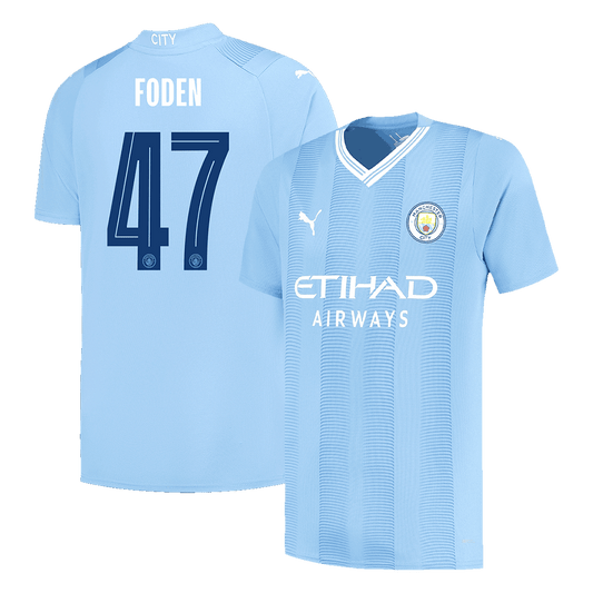 FODEN #47 Manchester City Home Soccer Jersey 2023/24 UCL