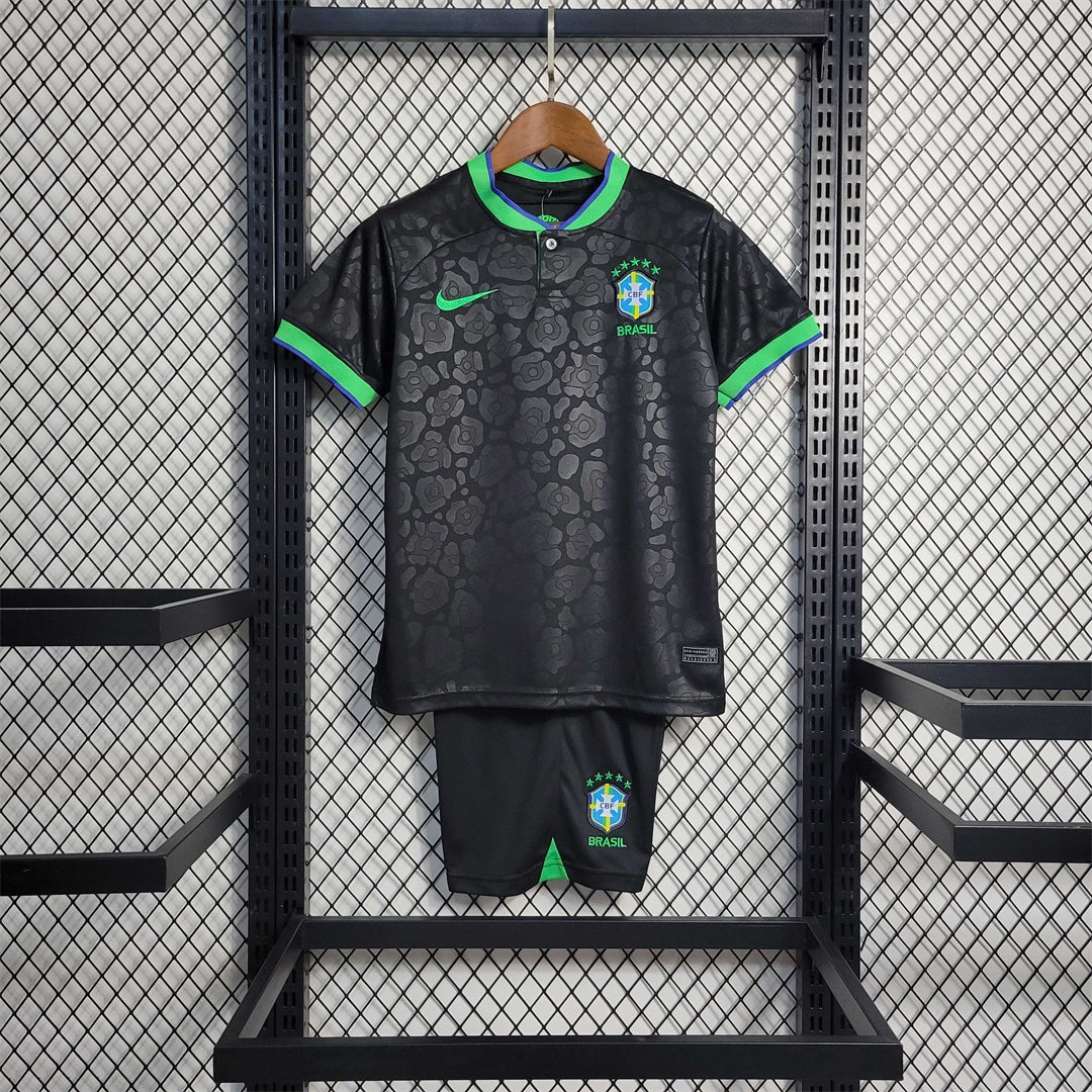2022 World Cup Brazil Leopard Black Kids Fan Jersey