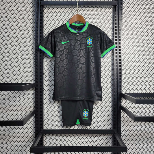 2022 World Cup Brazil Leopard Black Kids Fan Jersey