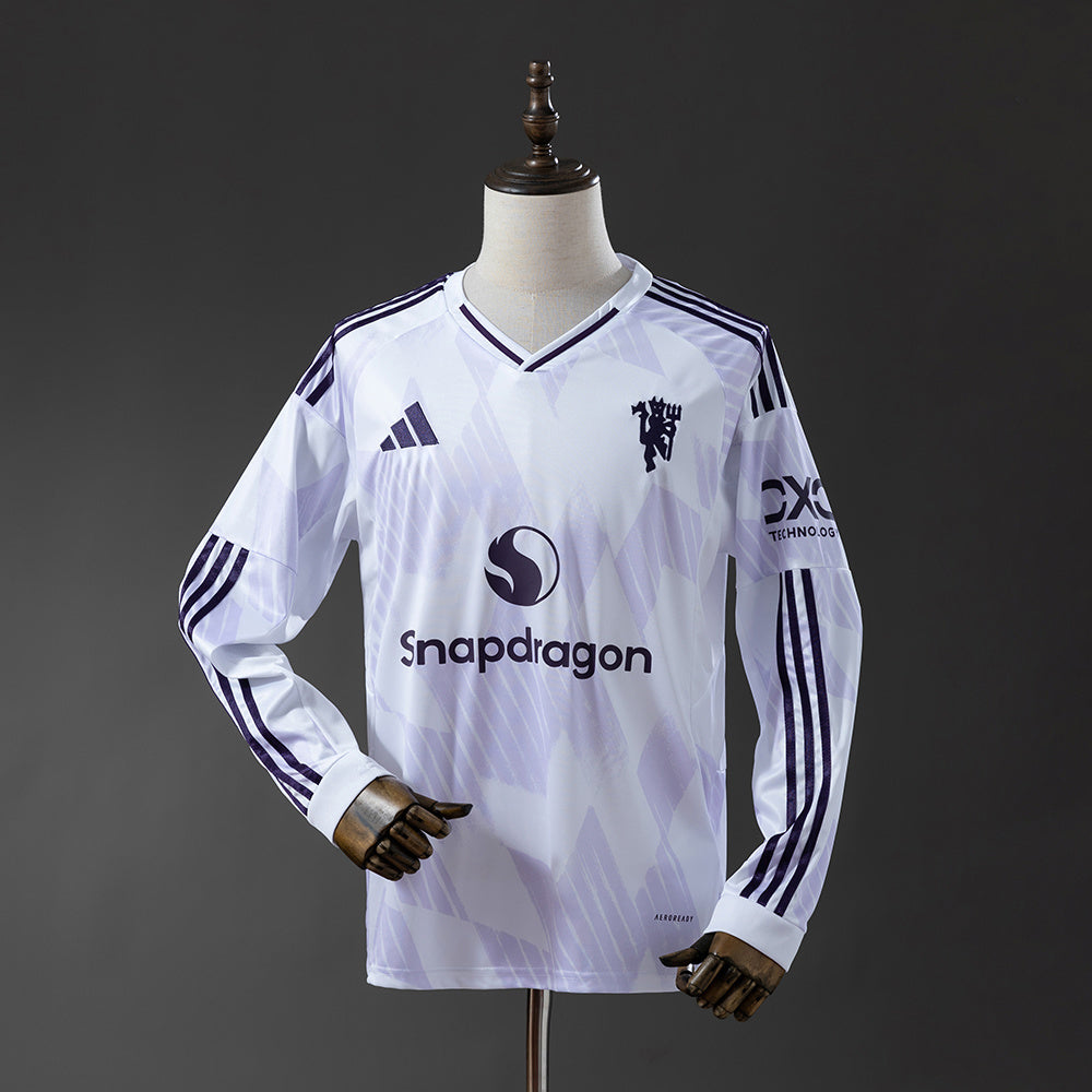 25/26 Manchester United Away Long Sleeve white soccer Fan Jersey