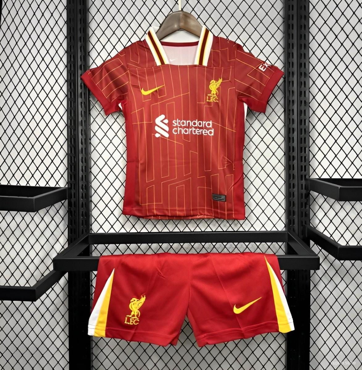 24/25 Liverpool With Champion Printing Home Kids Fan Jersey