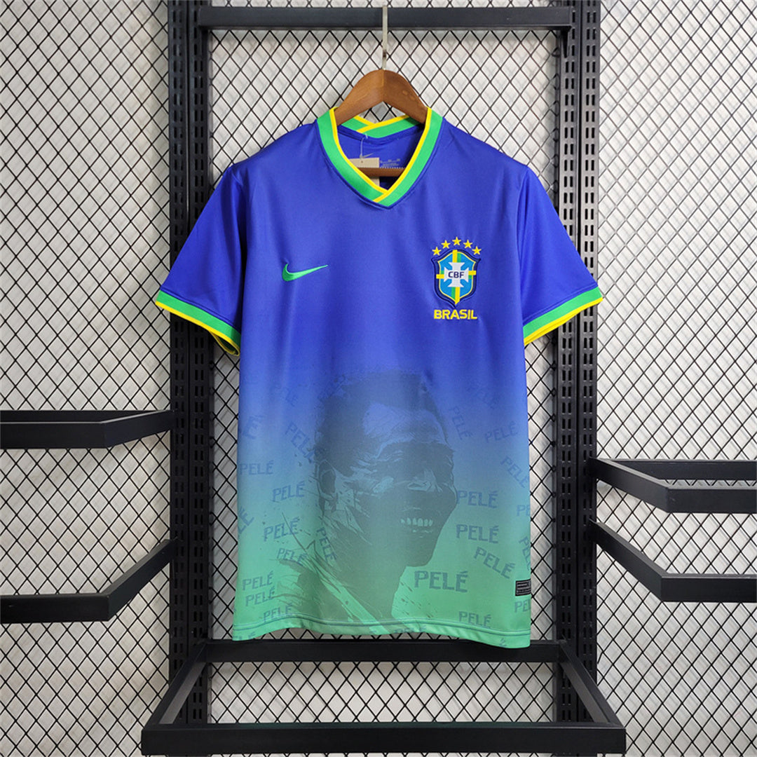 2023 Brazil PELE Commemorative Blue Soccer Fan Jersey