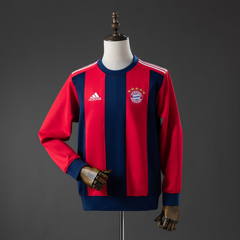Bayern Munich Long Sleeve SweatMen-s shirt Red and Cyan