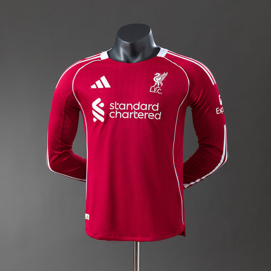 Liverpool 2025/26 Home Soccer Jersey Player Edition Long Sleeve