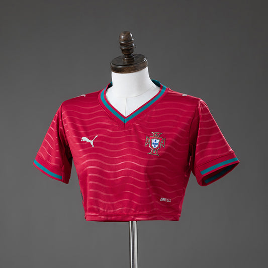 Portugal 2026 Home Women-s Crop Top Style Fan Jersey